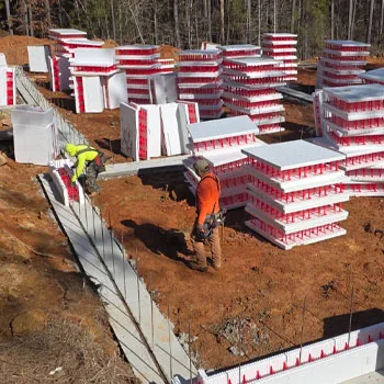 SuperForm ICF wall under construction with red bracing